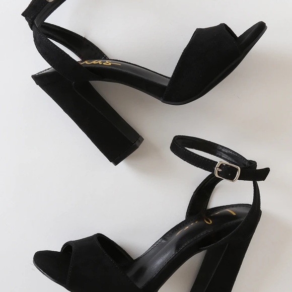 Lulus Black Suede High Heel Sandals, Size 6 - Picture 2 of 9